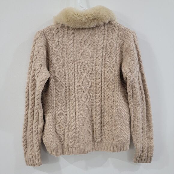 Vintage Y2K Womens Cardigan Sweater Size Small Fisherman Cable Knit Penny Lane - Picture 2 of 7